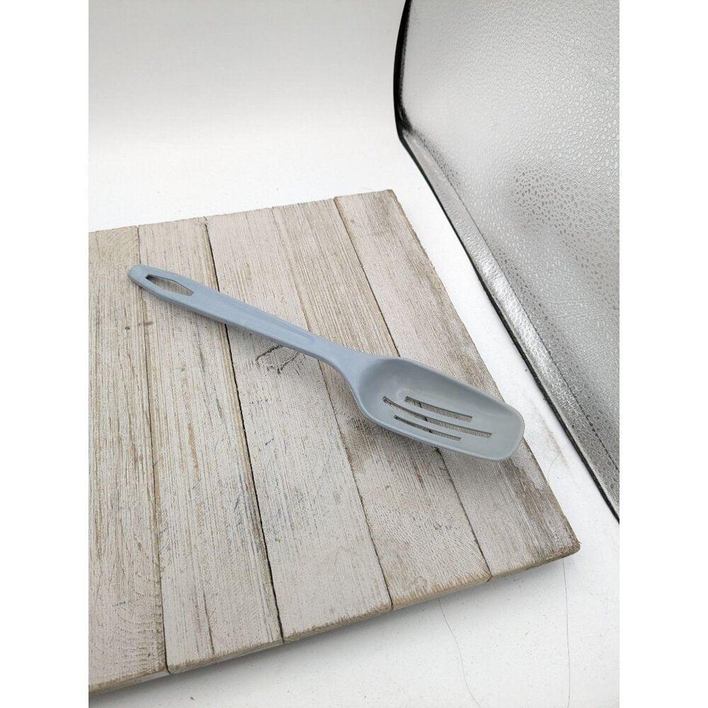 King Kraft #2 Country Blue Nylon Plastic Slotted Spoon 11" Vintage